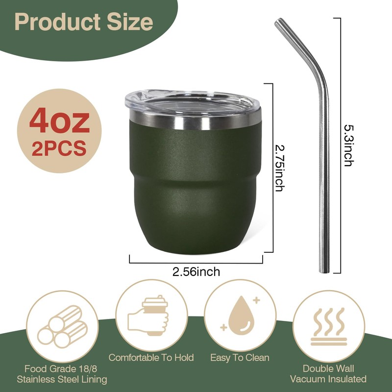4oz Stackable Cup, Vacuum Insulated Espresso Cup Set of 2,