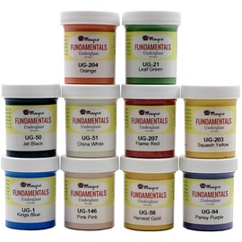Creative Hobbies Set of 10 Ceramic Underglaze Paint Colors for Clay, Greenware or Bisque, Assorted Colors in 2 ounce Jars with Free How to Paint Bisque Book