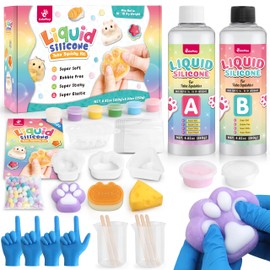 Taba Squishy Kit - 18OZ Rubber Squishy Kit with Guided, Bubble Free and Faster Fully Cures - FuFu Squishy Kit with Mold, Flocking Powder - Stress Relief Entertainment