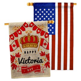 Angeleno Heritage Victoria Day Burlap House Flag Pack Canada Provinces Canadian Territories Region Country Particular Area Applique Banner Small Garden Yard Gift Double-Sided, Made in USA
