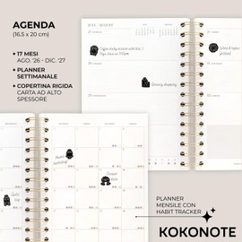 Kokonote Agenda Settimanale 2026 2027 - Diario Scoula per Università