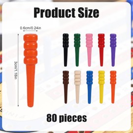 80pcs Cribbage Pegs, Wooden Cri Board Pegs Fit 1/8 Inch Holes Easy Grip Game Pins Set with a Tapered Design for Traditional Cribbage Board Game Accessories (10 Colors)