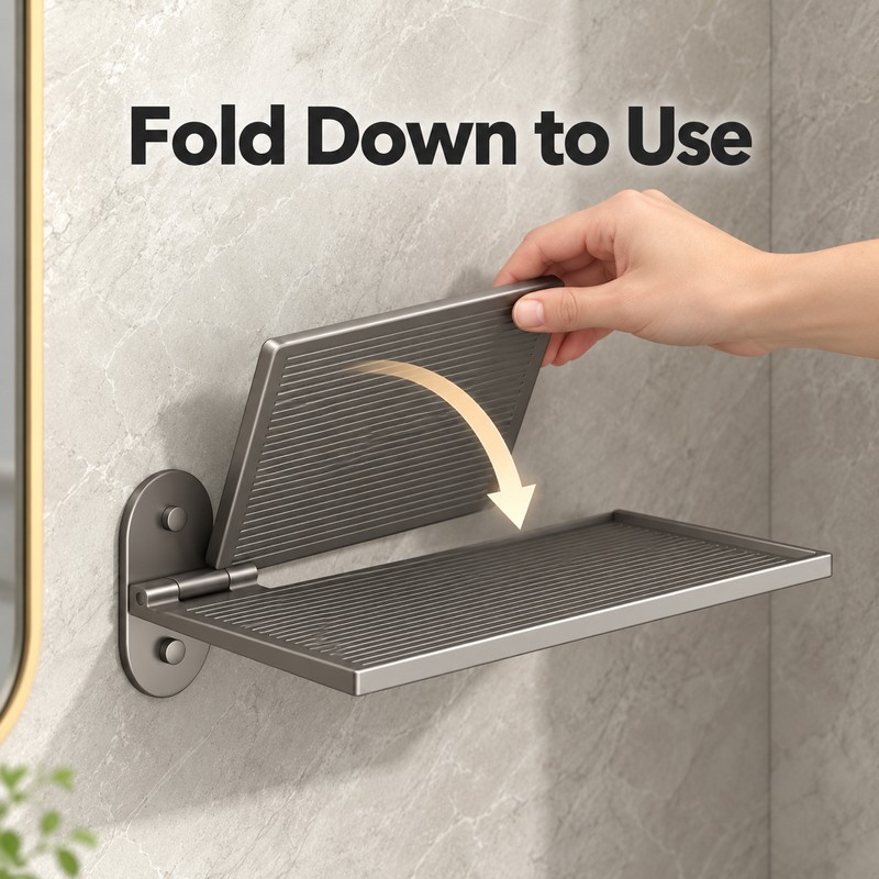Modern Nordic Foldable Wall Bathroom Shelf – Space-Saving Storage Rack