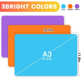 3 Pack Silicone Mats for Crafts, Premium Playdough Mat,A3 Size Silicone Sheet, Liquid, Resin Jewelry Casting Molds Mat,15.7 "x11.8" Nonstick & Nonslip Heat-Resistant Table Protector by AOULELA