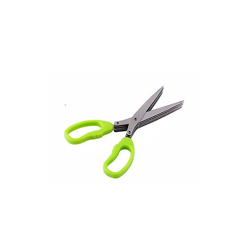 Edelstahl 5 Klinge Kräuterschere mit Reinigungskamm 19cm / 7.48in grün