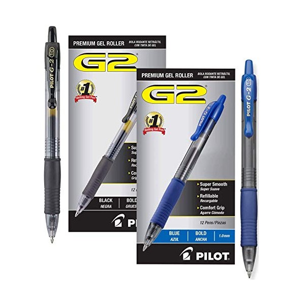 Pilot G2 Retractable Premium Gel Ink Roller Ball Pens Bold