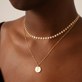 BENEIGE Initial Necklace for Women 14K Gold Plated Letter Pendant Necklaces Dainty Gold Layered Necklace Jewelry For Women