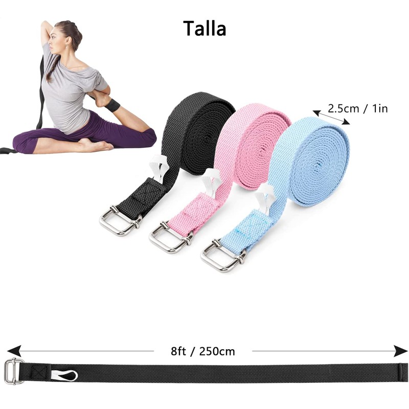 Yoga Strap de 2.5m,Correa de Yoga con Hebillas,Correa de algodón