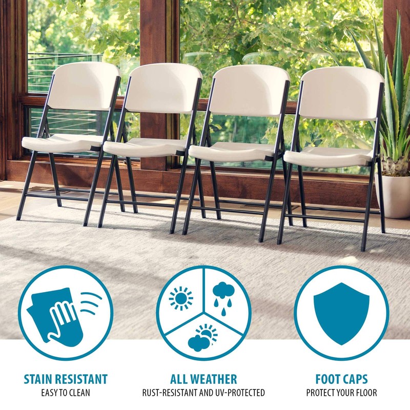 LIFETIME Commercial Grade Folding Chairs, 4 Pack, Almond