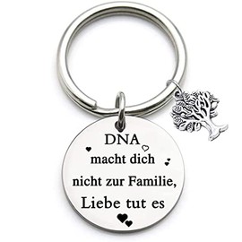 Tecreo Step-parent Keyring Gifts DNA Makes You Not Family Love Does Keyring Stepmother Gift, Stepdad Gift, Adoption Keyring, silver