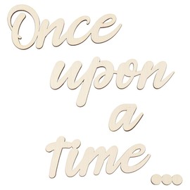 XUKZIMA Once Upon a Time Sign Wooden Reading Corner Decor with 20 Dispensing Glue Wall Decal Nursery Sign Kids Room Stickers Decor Aesthetic for Baby Shower Birthday Gift Room Decor