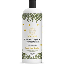 Crema Corporal Humectante Con Vitamina E MatiMati- Para manos, Nutritiva, Antioxidante, Antiedad, Ligera 400 g