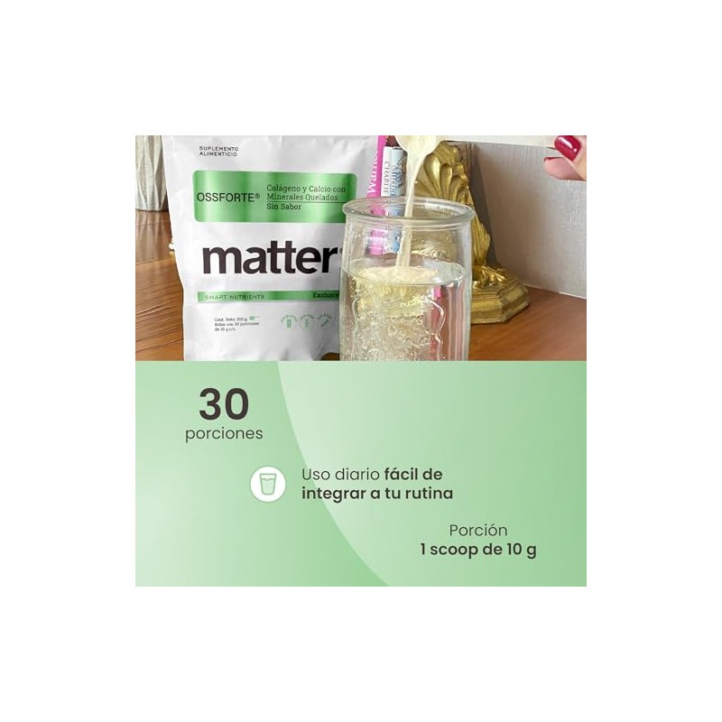 Matter Ossforte Colageno Hidrolizado Puro Peptan Grass Fed Calcio Minerales