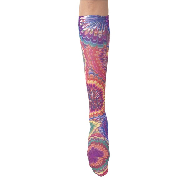Celeste Stein Therapeutic Graduated Compression Socks, Tie Dye A Powers, 8-15 mmHg Queen Plus Calf