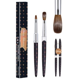 Shine Chance 2Pcs Acrylic Nail Brushes Set, 100% Pure Kolinsky Size 8 Nail Art Brush & Small Clean Up Brush, Art Design & Polish Mistake Cleaning Manicure Tools for Women Acrylic Application