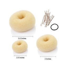 Beaute Galleria 3 Pieces Hair Donut Bun Maker Ring Style Mesh Chignon Ballet Sock Bun (Large, Medium, Small) (Beige/Blonde)