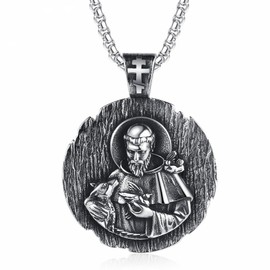 CQHODFYA St Michael Necklace for Men and Women, Stainless Steel Chain with Saint Michael Archangel Pendant, Jewellery Gift, Silver Chain 23.6 Inches - With Jewellery Box, Gemstone
