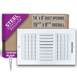 Fits 14x8 Duct Opening 3 Way Fixed Curved Blade Air Supply Diffuser by Handua | Register Vent Cover Grill for Sidewall and Ceiling | White | Outer Dimensions: 15.75" X 9.75"