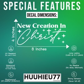2 Corinthians 5 17 New Creation in Christ Car Decal Christian, Bible Verse, Catholic Car Accessories Vinyl Waterproof 8" x 4" Bumper Decal for Car Truck Window Laptop