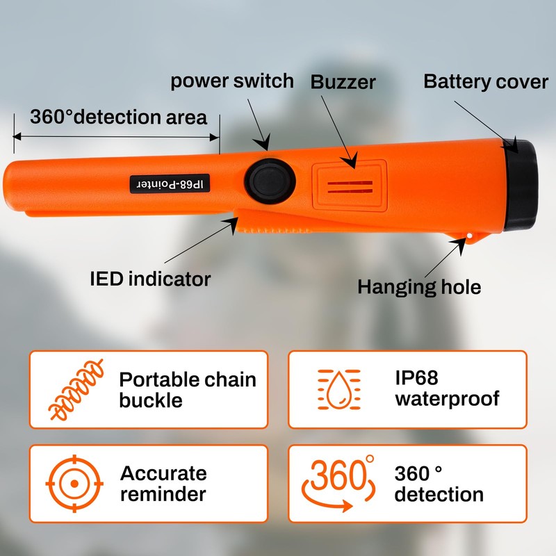 DEWIN Pinpointer Metal Detector, Metal Detector IP68 Waterproof Handheld Pinpointer