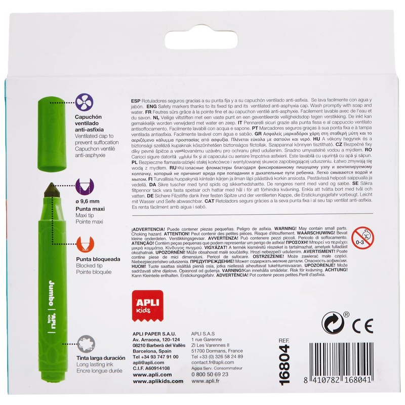 APLI Kids 16804 Jumbo Felt Tip Pens Pack of 10