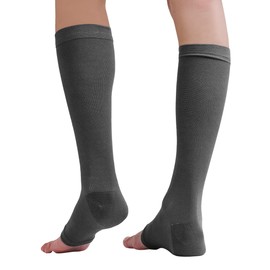 Maison Peony MEDIFIT Men's Sleep Compression Socks, Silk Blend, For Night, Sleeping, 1 Pair, One Size Fits Most, Below the Knee, Made in Japan, charcoal, L