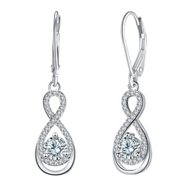 Micory Hanging Earrings for Women 925 Sterling Silver Tree of Life Hoop Earrings Jewellery Gift for Girls Wife Mother Daughter, Silver, Cubic Zirconia