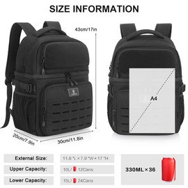 Insulated Double Deck Cooler Backpack for Men Women, 36 Cans Large Leakproof Cooler Bag for Camping, Hiking, Picnic, Fishing, Beach, Travel