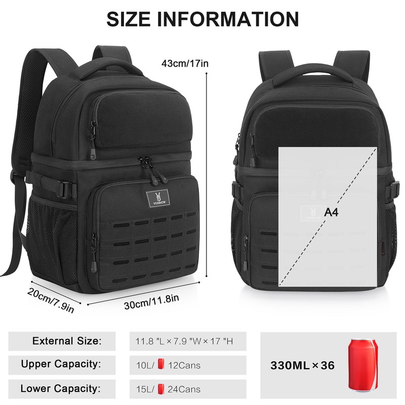 Insulated Double Deck Cooler Backpack for Men Women, 36 Cans