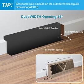 Yaocom 4 Pcs Baseboard Register Vent 15 Inch Duct Opening Size Baseboard Vent Covers Baseboard Diffuser Adjustable Corner Baseboard Return Air Grille for Home Floor Wall Air Flow Control(Brown)