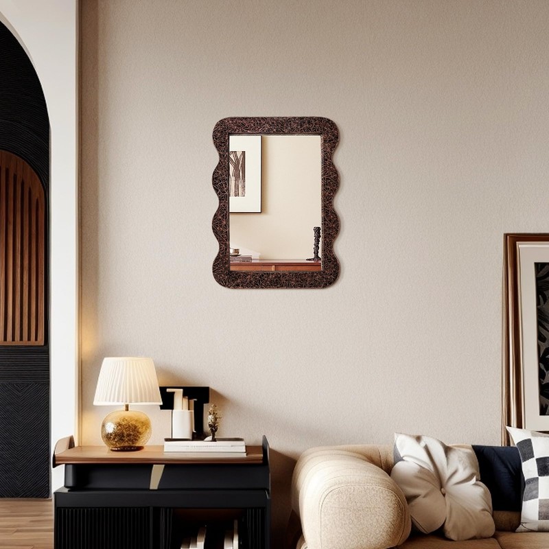 Wooden Mirror 16 X 12inch Copper-Gold Wood Rustic Wall Frame