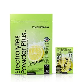 PowderVitamin Electrolytes Powder Plus, cetogénico, limonada, cero azúcar, 1000 mg de potasio, 120 mg de calcio, 120 mg de magnesio, sin OGM, cero... 
