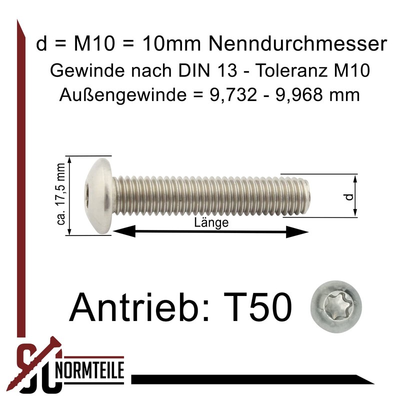 Rounded Head Screws with Hexalobular Socket (ISR) - M10 x