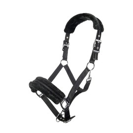 HKM Nylon Head Collar Glitter With Polar Fleece Lining Black Cob