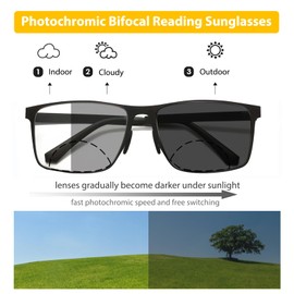 Myfeasy Photochromic Bifocal Reading Glasses for Women Men Anti-blue Light Sun Readers UV400 Far and Near Glasses