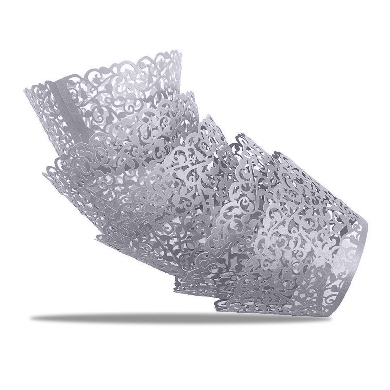 Wedding Decor 100 Pcs Silver Cupcake Cases Holders Muffin Containers
