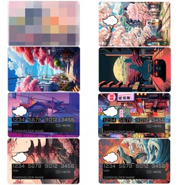 GTOTd Japanese Art Anime Debit Credit Card Cover Sticker Skin（8 Pack） Japan Aesthetic Card Decal Art Decor Gifts Merch Supplies for EBT Debit Transportation Key Cover Personalizing Bank Card