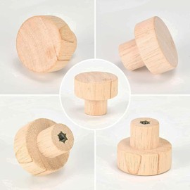 Bymivofun Pack of 12 Round Wooden Furniture Knobs, 35 mm Drawer Handles, Furniture Knobs, for Cupboards, Drawers, Cupboard Knobs, Dresser, Furniture