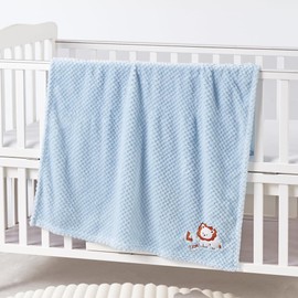 CREVENT 75cmX100cm Cute Cozy Fluffy Warm Baby Blanket for Girls Boys Infants Toddlers' Bedding Crib Cot Stroller, Baby Shower Birthday Newborn's Gift Blue - Baby Lion