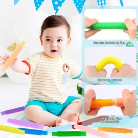 VEYLIN Pop Tubes Sensory Toys, 14pcs Sensory Fidget Toys Toddler Sensory Toy Fidget Toys for Sensory Kids and Kids Learning Toys