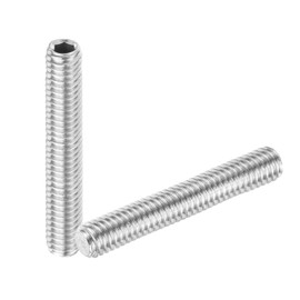 sourcing map 30Pcs Hex Socket Grub Screw, M4x25mm 304 Stainless Steel Head Socket Set Screws Flat Point Grub Bolt for Door Handles, Light Fixture Repair, Silver