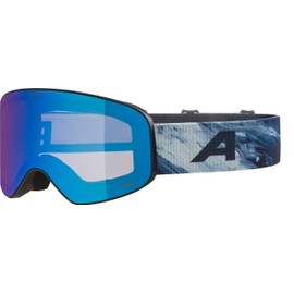 ALPINA FERNIE Q-LITE Mirrored Ski Goggles for Children, Contrast Enhancing & Polarised OTG Lenses, Ideal for Glasses Wearers, with 100% UV Protection, Black/Blue Matte/Blue