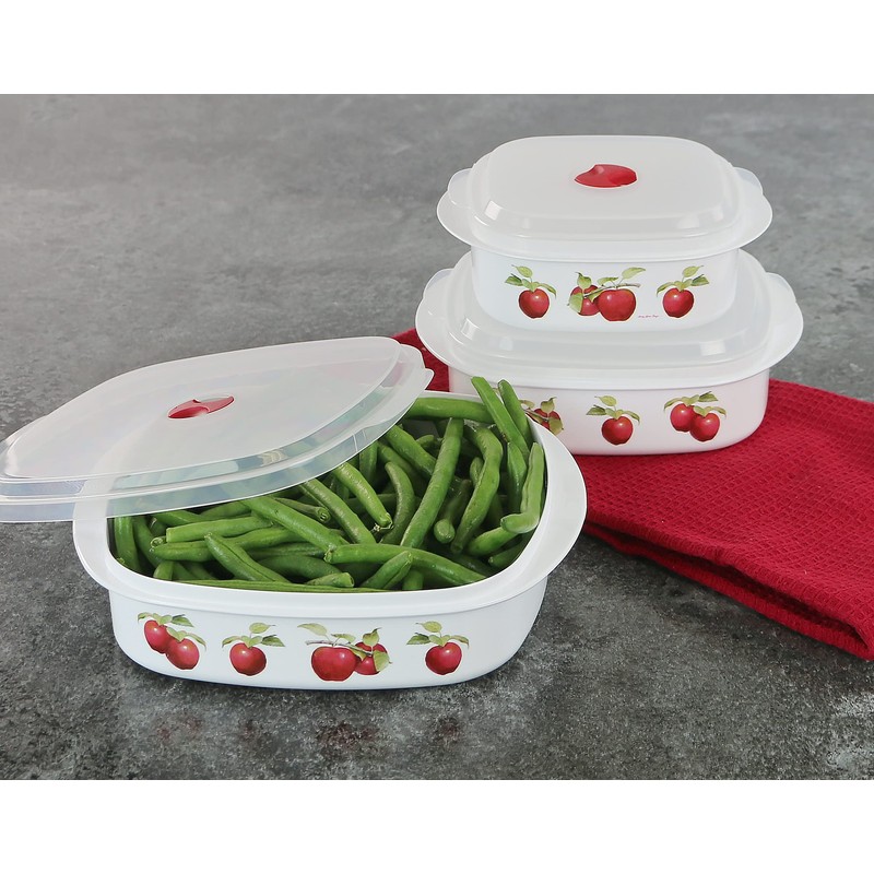 Reston Lloyd Nesting Microwave Containers, Set of 3, Adjustable Steam