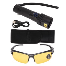 365nm UV Flashlight Professional High Brightness Ultraviolet Black Light Flashlight with Goggles for Money Inspection
