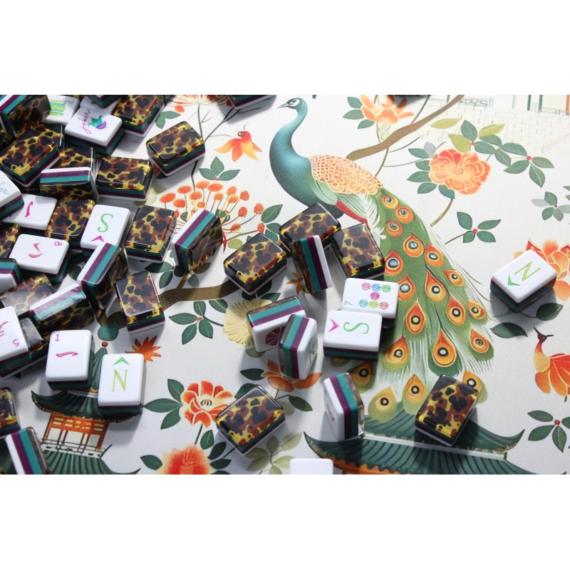 Engraved 4-Layer American Mahjong Set, Boutique 160-Tile Leopard Luxe &