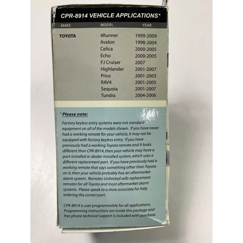 Remotes CPR-8914 Factory Keyless Entry Transmitter Fob 1999-2009 Toyota 4Runner