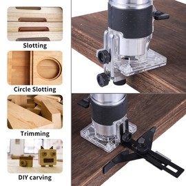 Router Tool, 110V 800W Compact Wood Router Tool for Woodworking, Electric Hand Trimmer
