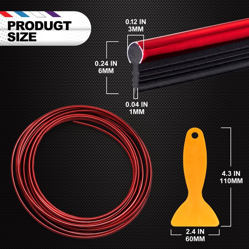 Spurtar Car Interior Trim Strip – Red Interior Decorative Molding