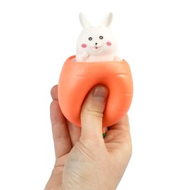 Keycraft Peek A Boo Bunny Carrot Toy, Squeeze to Reveal Hidden Bunny, Soft and Interactive Plush Toy for Kids, Engaging Sensory Play, Compact and Portable for On-The-Go Entertainment