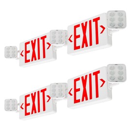 OSTEK 4 Pack Red LED Exit Sign Emergency Light, Two LED Adjustable Head Emergency Exit Lights with 90 Minutes Battery Backup, Dual LED Lamp ABS Fire Resistance UL-Listed (4)